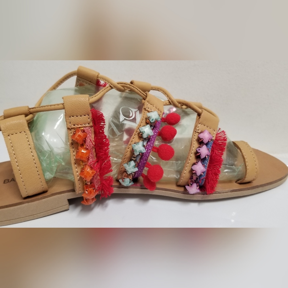 Barbara Barbieri Red Multi Tassel & Pom Pom Leather Gladiator Sandal Sz 8.5 - Picture 10 of 15